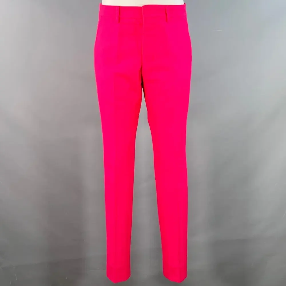AMI by ALEXANDRE MATTIUSSI Size 36 Fuchsia Pink Black Wool Peak Lapel Suit